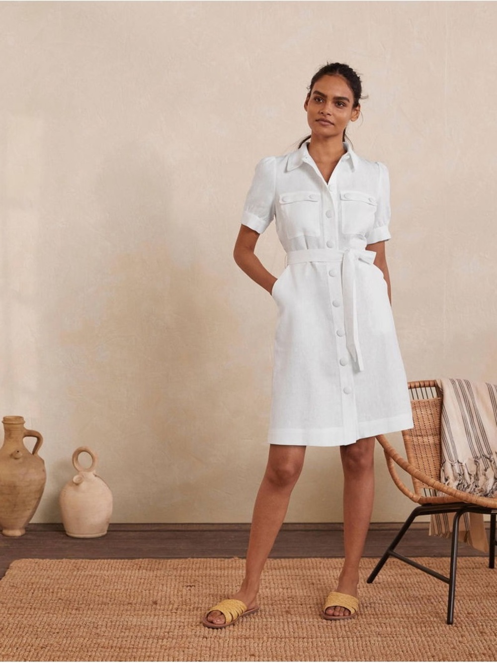 Boden Carrie Linen Shirt Dress, Size 10L - Picture 12 of 12